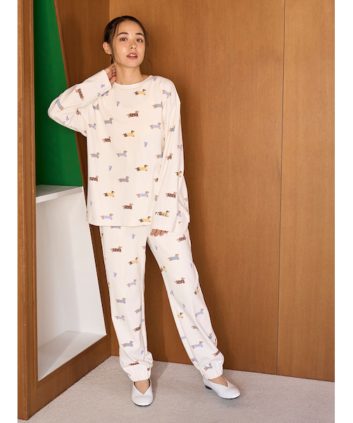 ダックスフンド柄ロングパンツ