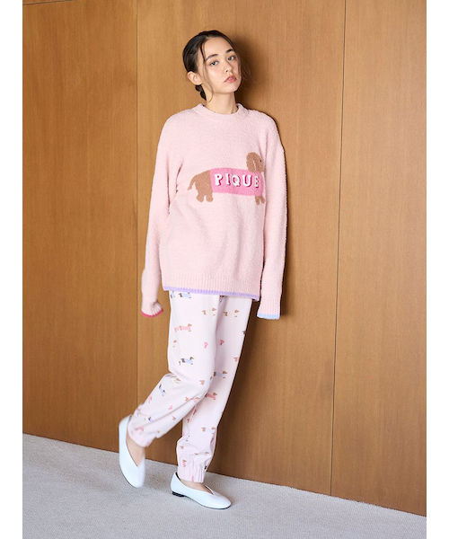 新品　ジェラートピケ　スウェットトレーナー　パンツ　セットアップ　ピンク ダックスフンド柄ロングパンツ｜ジェラートピケの通販｜&mall（アンド