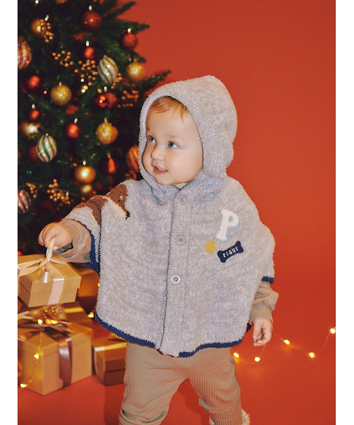 【BABY】ベビモコダックスフンドジャガードポンチョ