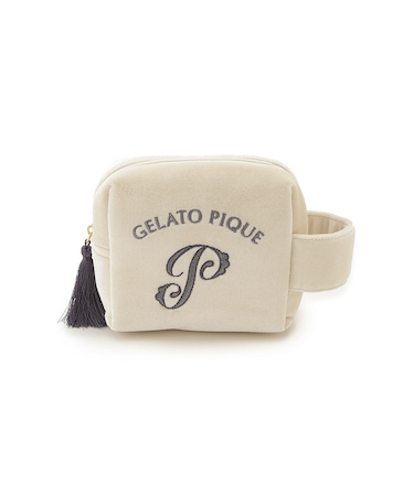 エンブレムモチーフベロアポーチ