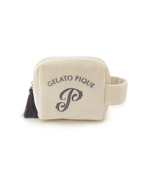 エンブレムモチーフベロアポーチ