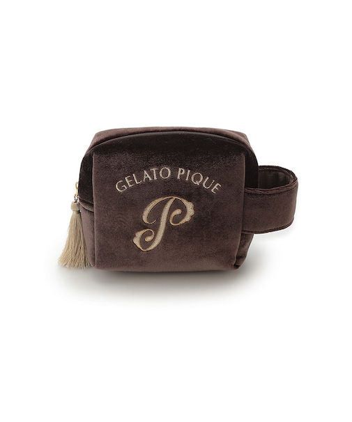 エンブレムモチーフベロアポーチ