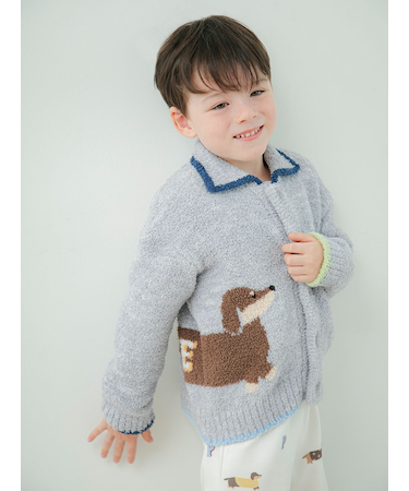【KIDS】ベビモコダックスフンドジャガードカーディガン