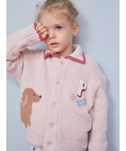 【KIDS】ベビモコダックスフンドジャガードカーディガン