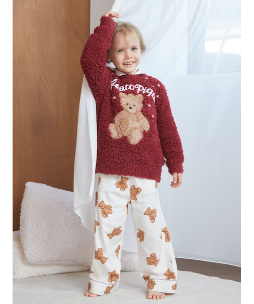 【HOLIDAY】【KIDS】ベア柄ネルロングパンツ