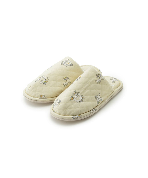 【HOMME】スターロゴ総柄キルティングルームシューズ