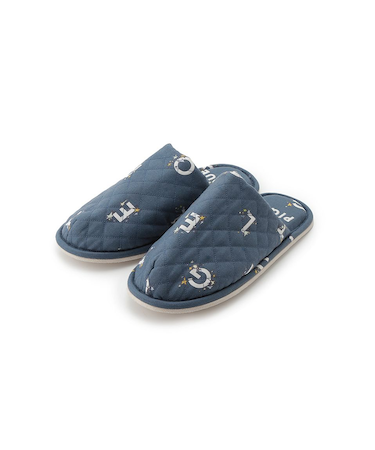 【HOMME】スターロゴ総柄キルティングルームシューズ