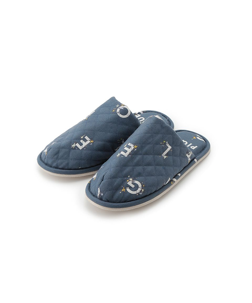 【HOMME】スターロゴ総柄キルティングルームシューズ