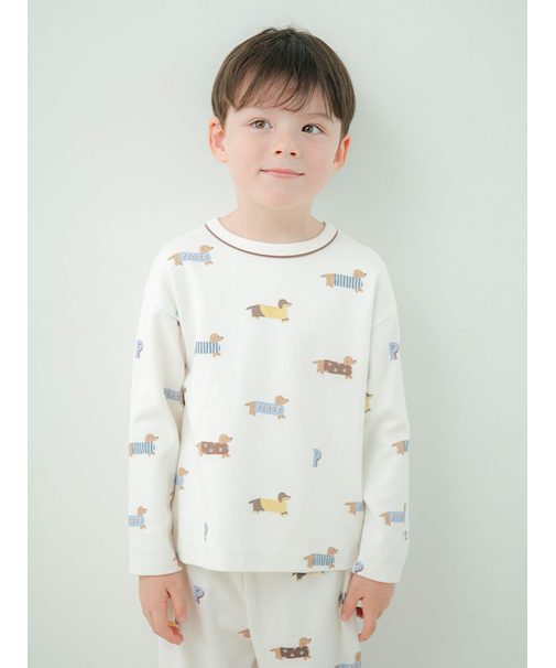 【KIDS】ダックスフンド柄ロンＴ