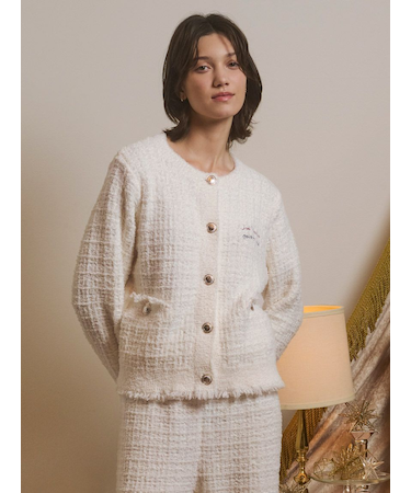 【JOEL ROBUCHON】ツイードモコクルーネックカーディガン