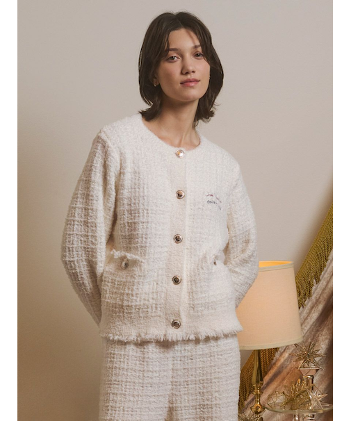 【JOEL ROBUCHON】ツイードモコクルーネックカーディガン