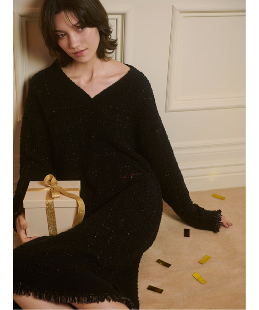 【JOEL ROBUCHON】ツイードモコVネックワンピース