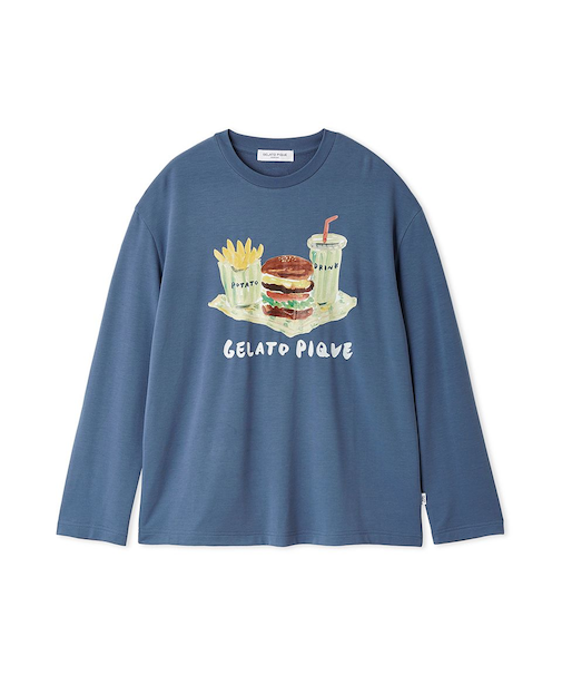 【ヒラノトシユキ】【HOMME】ハンバーガーワンポイントプリントロンT