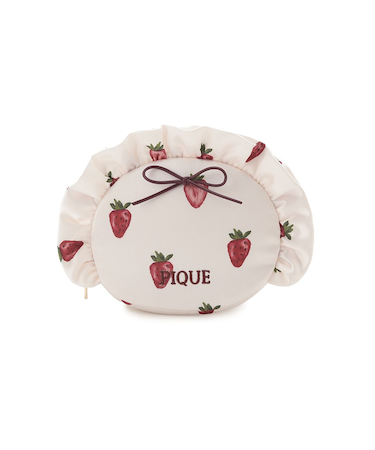 ストロベリー柄フリルミニポーチ