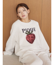 メランジストロベリージャガードプルオーバー