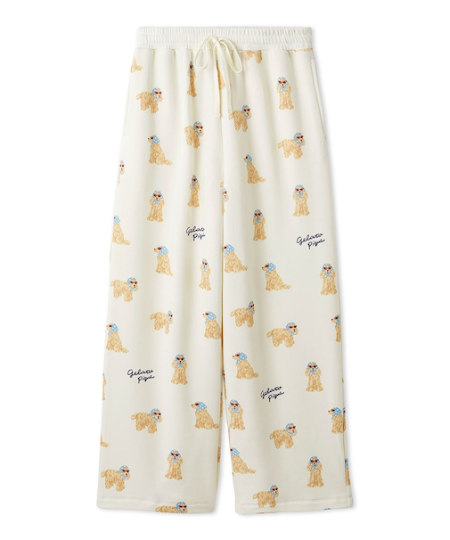 スカーフDOG柄ロングパンツ