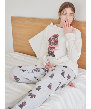 スカーフDOG柄ロングパンツ