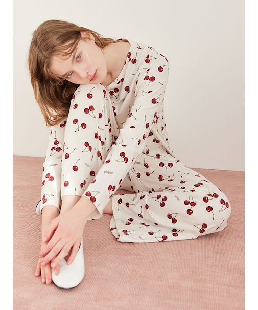 チェリー柄ロングパンツ