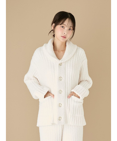 パウダーリブショールカーディガン