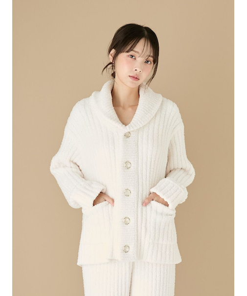 パウダーリブショールカーディガン