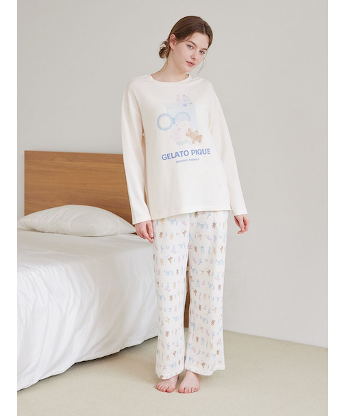 ウォッシングアニマル柄ロングパンツ