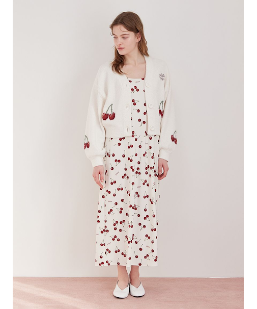 【ONLINE限定カラーあり】ベビモコチェリージャガードカーディガン