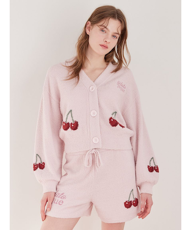 【ONLINE限定カラーあり】ベビモコチェリージャガードカーディガン