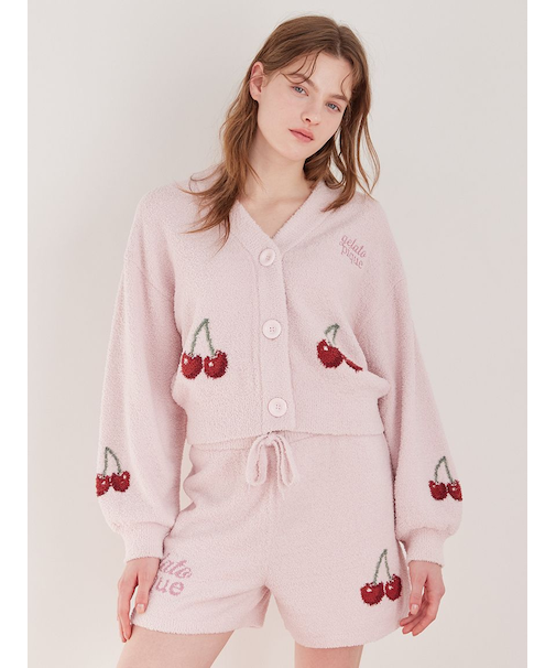 【ONLINE限定カラーあり】ベビモコチェリージャガードカーディガン