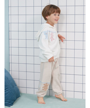 【KIDS】エアリーモコウォッシングアニマルジャガードロングパンツ