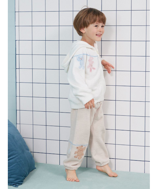 【KIDS】エアリーモコウォッシングアニマルジャガードロングパンツ