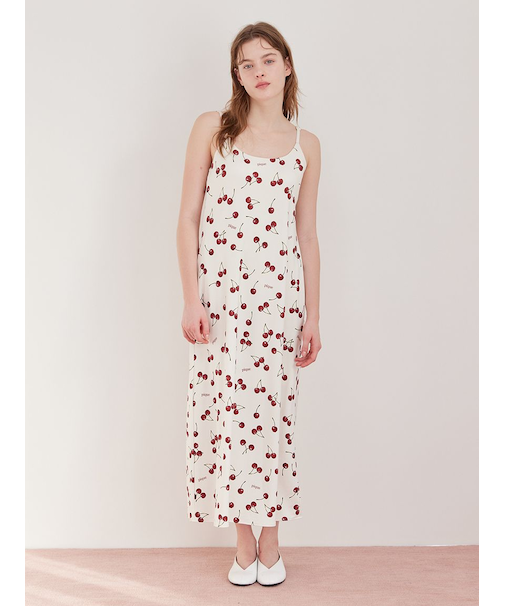 チェリー柄カップインキャミワンピース