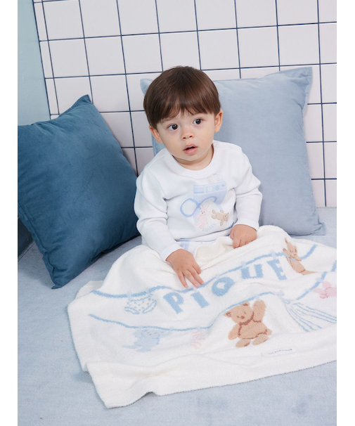 【KIDS】エアリーモコウォッシングアニマルジャガードブランケット