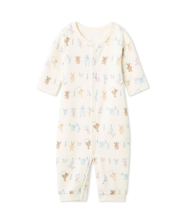 【BABY】新生児ウォッシングアニマル柄2WAYオール