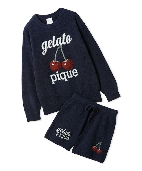 【新品】べビモコチェリージャガードプルオーバー&ショートパンツセット ONLINE限定】べビモコチェリージャガードプルオーバー&ショートパンツ