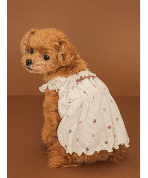 【Valentine】【CAT&DOG】ハート柄フリルワンピース