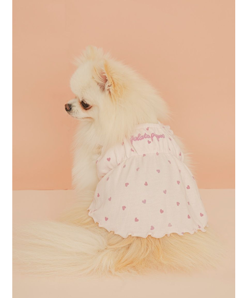 【Valentine】【CAT&DOG】ハート柄フリルワンピース