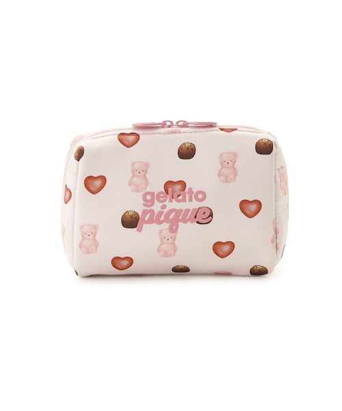 GELATO PIQUE ハート柄ポーチ ブラウン ジェラートピケ gelato pique ハートチョコ柄ポーチ （ブラウン