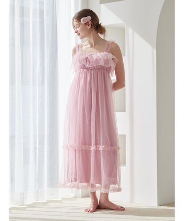 ハート柄チュールカップインワンピース