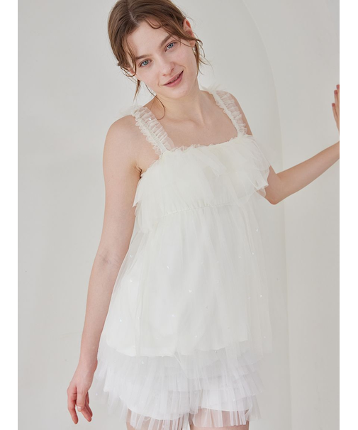 ハート柄チュールカップインキャミソール