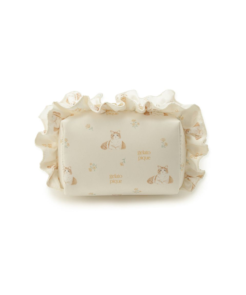 フラワーキャット柄ポーチ