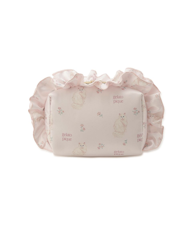 フラワーキャット柄ポーチ