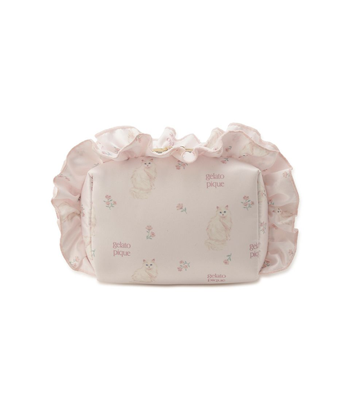 フラワーキャット柄ポーチ