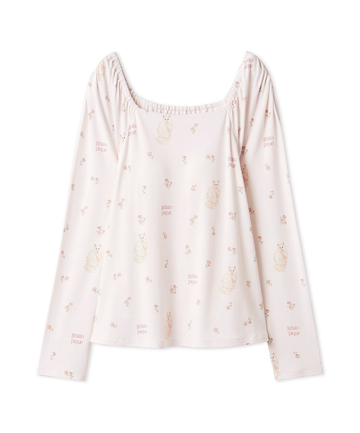 フラワーキャット柄カップインプルオーバー