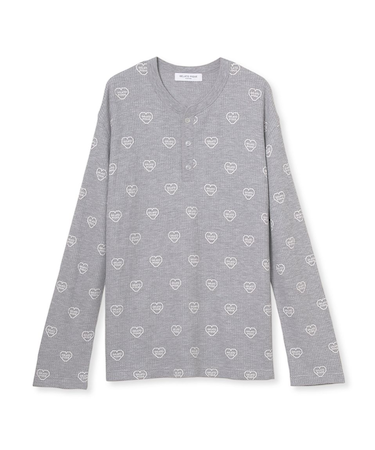 【HOMME】ワッフルヘンリーネックロンT