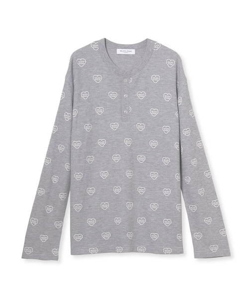 【HOMME】ワッフルヘンリーネックロンT