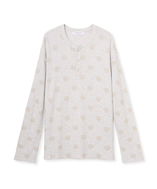 【HOMME】ワッフルヘンリーネックロンT