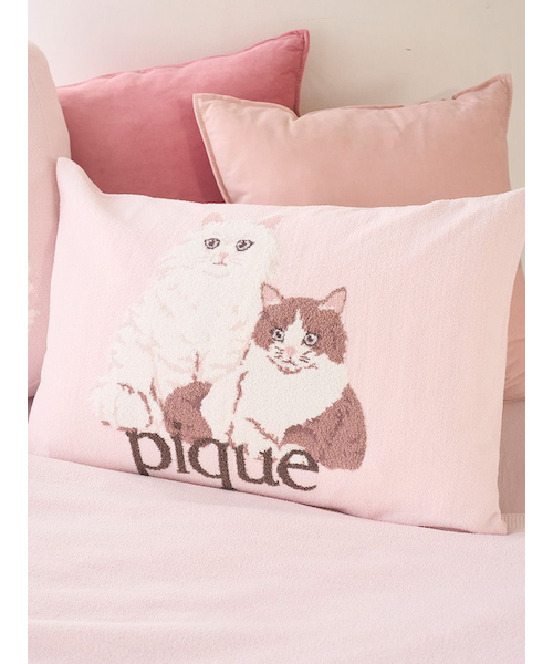 Sleep】エアリーモコキャットジャガードピローケース｜ジェラートピケ