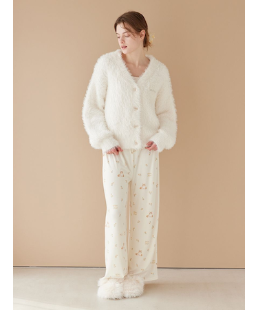 フラワーキャット柄ロングパンツ