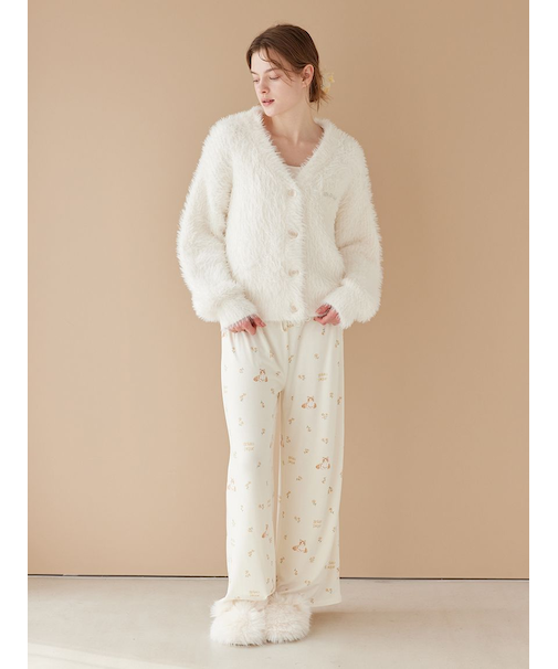 フラワーキャット柄ロングパンツ