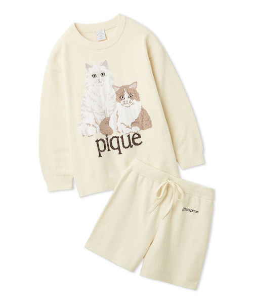 JUNIOR】エアリーモコキャットジャガードプルオーバー&ショートパンツ